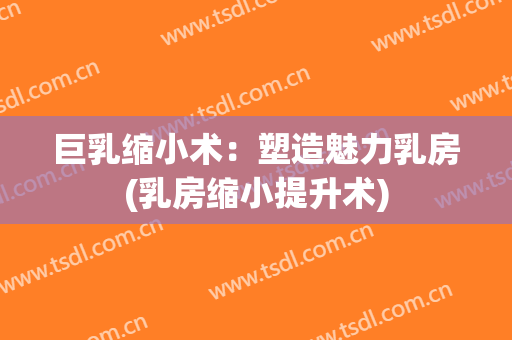 巨乳缩小术：塑造魅力乳房(乳房缩小提升术)