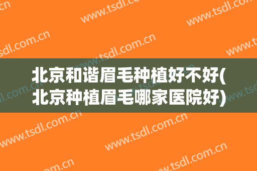 北京和谐眉毛种植好不好(北京种植眉毛哪家医院好)