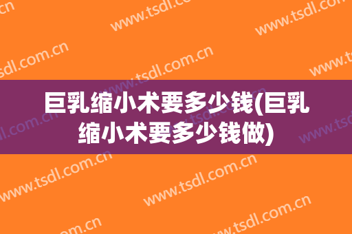巨乳缩小术要多少钱(巨乳缩小术要多少钱做)