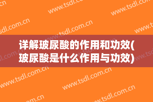 详解玻尿酸的作用和功效(玻尿酸是什么作用与功效)