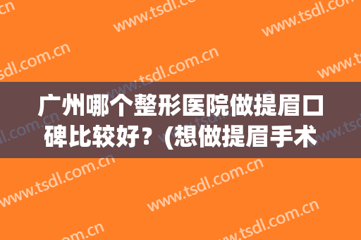 广州哪个整形医院做提眉口碑比较好？(想做提眉手术哪家美容院好)