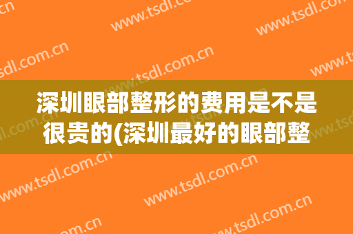 深圳眼部整形的费用是不是很贵的(深圳最好的眼部整形医生)