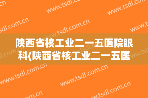 陕西省核工业二一五医院眼科(陕西省核工业二一五医院院长)