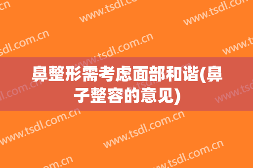 鼻整形需考虑面部和谐(鼻子整容的意见)