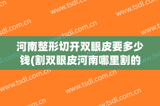 河南整形切开双眼皮要多少钱(割双眼皮河南哪里割的好)