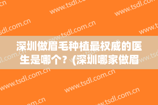 深圳做眉毛种植最权威的医生是哪个？(深圳哪家做眉毛做的好)