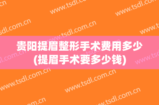 贵阳提眉整形手术费用多少(提眉手术要多少钱)