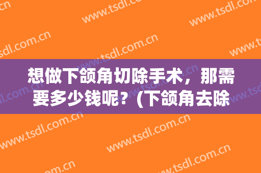 想做下颌角切除手术，那需要多少钱呢？(下颌角去除术要多少钱)