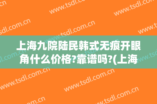 上海九院陆民韩式无痕开眼角什么价格?靠谱吗?(上海九院开外眼角)