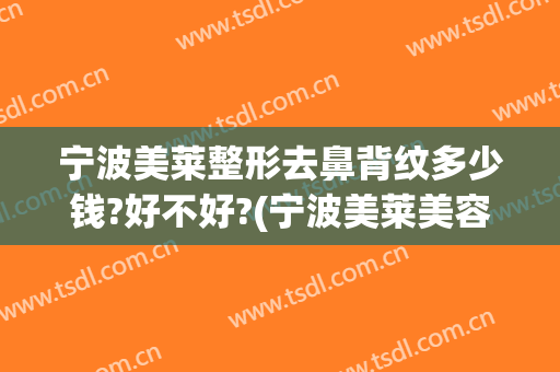宁波美莱整形去鼻背纹多少钱?好不好?(宁波美莱美容整形医院正规吗)