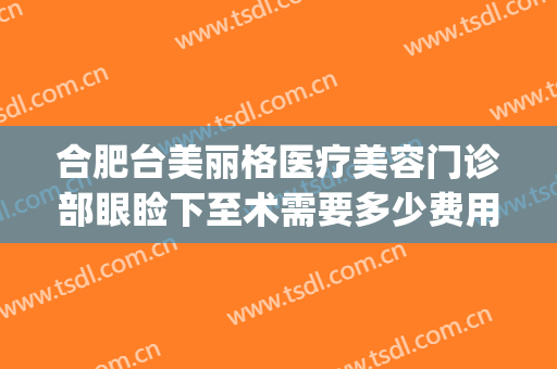 合肥台美丽格医疗美容门诊部眼睑下至术需要多少费用?可靠吗?(合肥台美丽格整形医院怎么样)