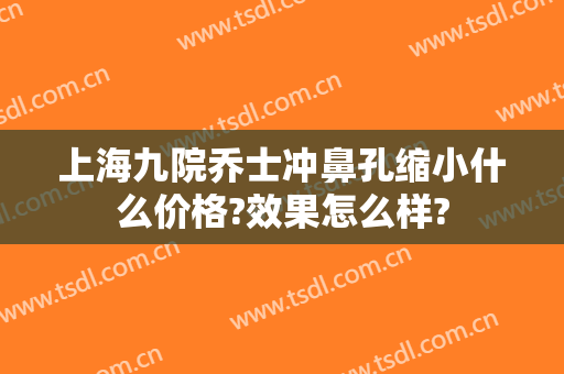 上海九院乔士冲鼻孔缩小什么价格?效果怎么样?
