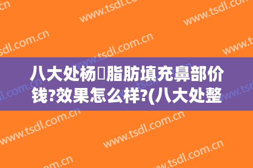 八大处杨喆脂肪填充鼻部价钱?效果怎么样?(八大处整形吸脂最好专家)