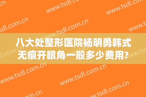 八大处整形医院杨明勇韩式无痕开眼角一般多少费用?靠谱吗?(八大处杨明勇做双眼皮怎么样)