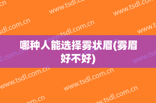 哪种人能选择雾状眉(雾眉好不好)