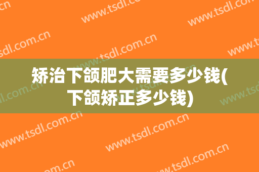 矫治下颌肥大需要多少钱(下颌矫正多少钱)