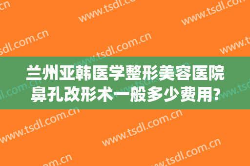 兰州亚韩医学整形美容医院鼻孔改形术一般多少费用?怎么样?(兰州亚韩整形医院,是公立医院吗)