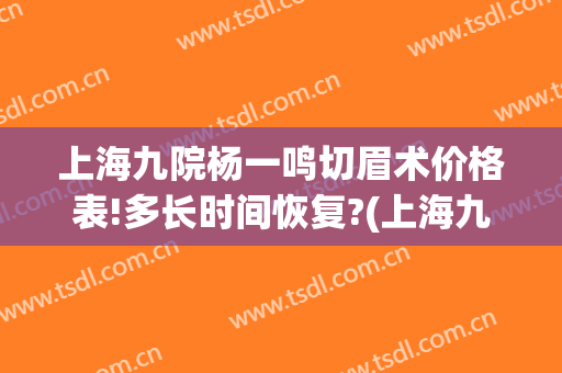 上海九院杨一鸣切眉术价格表!多长时间恢复?(上海九院切眉提升哪个医生)