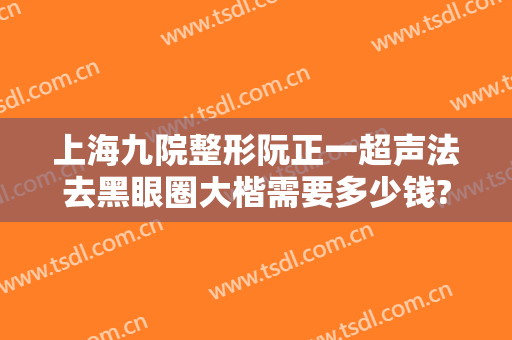 上海九院整形阮正一超声法去黑眼圈大楷需要多少钱?好不好?