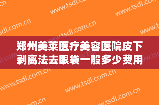 郑州美莱医疗美容医院皮下剥离法去眼袋一般多少费用?可靠吗?(郑州割眼袋)