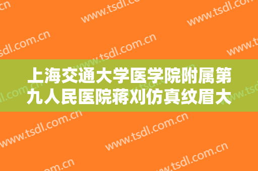 上海交通大学医学院附属第九人民医院蒋刈仿真纹眉大楷需要多少费用?效果怎么样?
