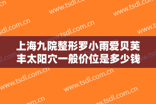 上海九院整形罗小雨爱贝芙丰太阳穴一般价位是多少钱?需要多久恢复?