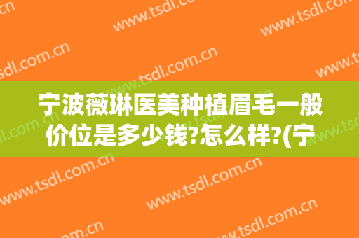 宁波薇琳医美种植眉毛一般价位是多少钱?怎么样?(宁波薇琳整容医院官网)