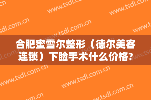 合肥蜜雪尔整形（德尔美客连锁）下睑手术什么价格?贵不贵?