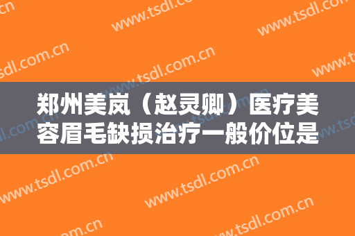 郑州美岚（赵灵卿）医疗美容眉毛缺损治疗一般价位是多少费用?怎么样?