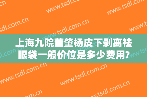 上海九院董肇杨皮下剥离祛眼袋一般价位是多少费用?效果怎么样?