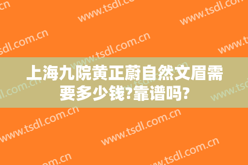 上海九院黄正蔚自然文眉需要多少钱?靠谱吗?