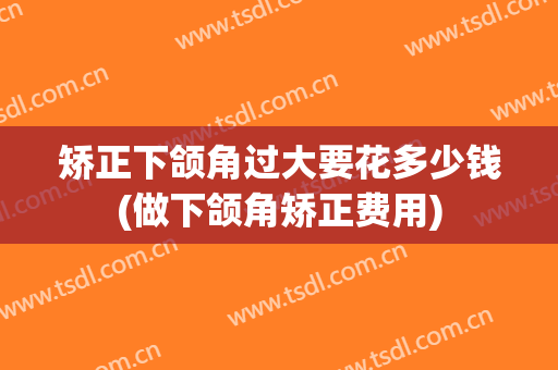 矫正下颌角过大要花多少钱(做下颌角矫正费用)