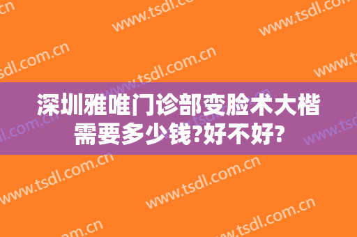 深圳雅唯门诊部变脸术大楷需要多少钱?好不好?