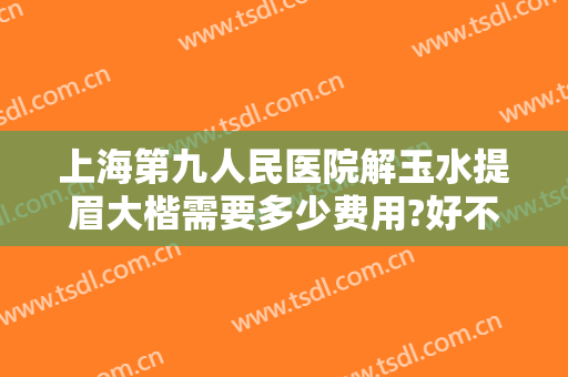 上海第九人民医院解玉水提眉大楷需要多少费用?好不好?
