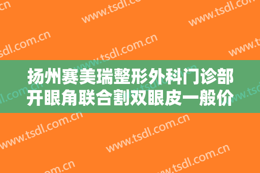 扬州赛美瑞整形外科门诊部开眼角联合割双眼皮一般价位是多少钱?怎么样?