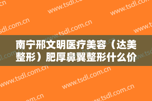 南宁邢文明医疗美容（达美整形）肥厚鼻翼整形什么价格?靠谱吗?