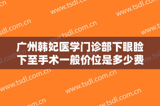广州韩妃医学门诊部下眼睑下至手术一般价位是多少费用?需要多久恢复?