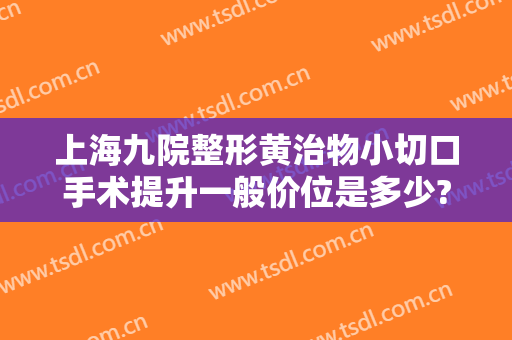 上海九院整形黄治物小切口手术提升一般价位是多少?贵不贵?