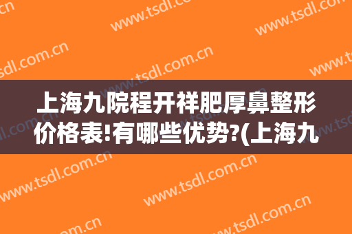 上海九院程开祥肥厚鼻整形价格表!有哪些优势?(上海九院整形鼻子专家)