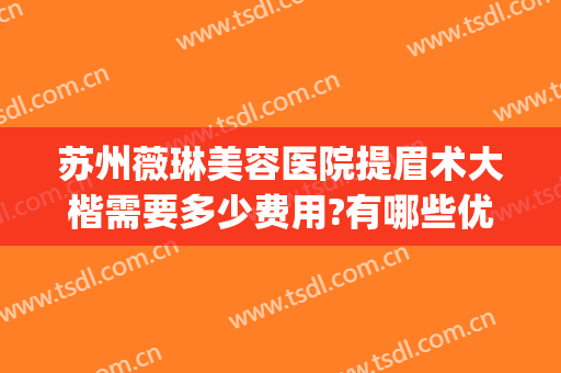 苏州薇琳美容医院提眉术大楷需要多少费用?有哪些优势?(苏州薇琳美容医院口碑好吗)