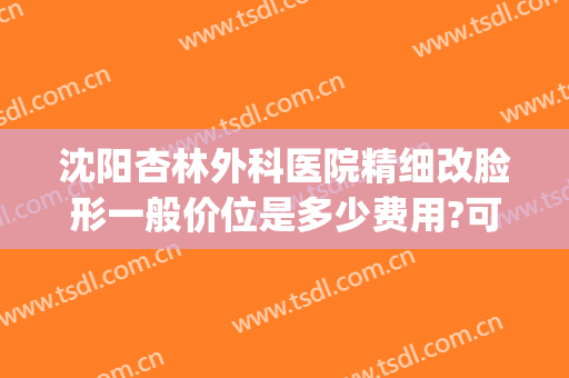 沈阳杏林外科医院精细改脸形一般价位是多少费用?可靠吗?(沈阳杏林整形医院能讲价吗)
