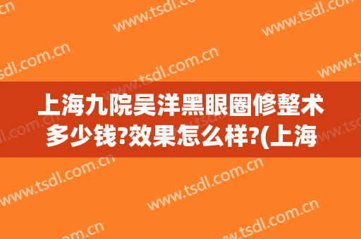 上海九院吴洋黑眼圈修整术多少钱?效果怎么样?(上海九院祛黑眼圈)