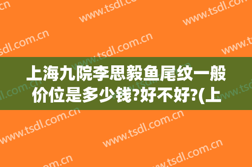 上海九院李思毅鱼尾纹一般价位是多少钱?好不好?(上海九院鱼尾纹除皱)