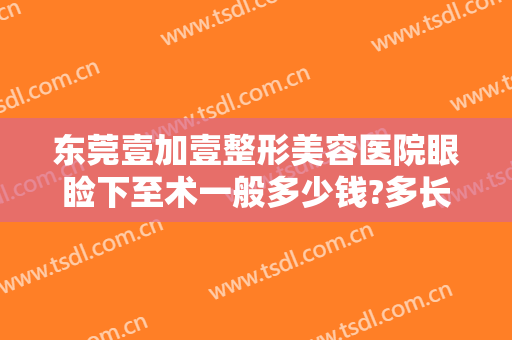 东莞壹加壹整形美容医院眼睑下至术一般多少钱?多长时间恢复?