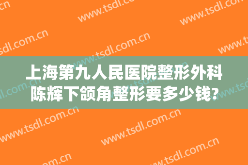 上海第九人民医院整形外科陈辉下颌角整形要多少钱?怎么样?(上海整形医院九院整形价位)