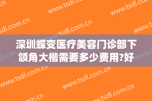 深圳蝶变医疗美容门诊部下颌角大楷需要多少费用?好不好?(深圳医美整形转让)