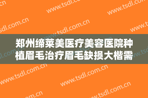 郑州缔莱美医疗美容医院种植眉毛治疗眉毛缺损大楷需要多少钱?贵不贵?