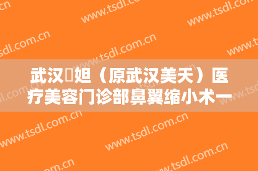 武汉媄妲（原武汉美天）医疗美容门诊部鼻翼缩小术一般价位是多少钱?贵不贵?