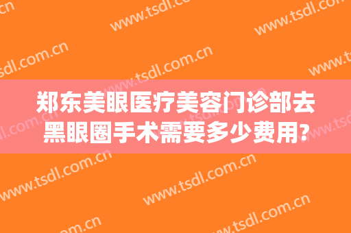 郑东美眼医疗美容门诊部去黑眼圈手术需要多少费用?可靠吗?(医美去黑眼圈多少钱一次)