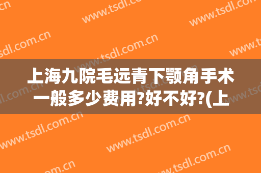 上海九院毛远青下颚角手术一般多少费用?好不好?(上海九院下颌角整形医生)